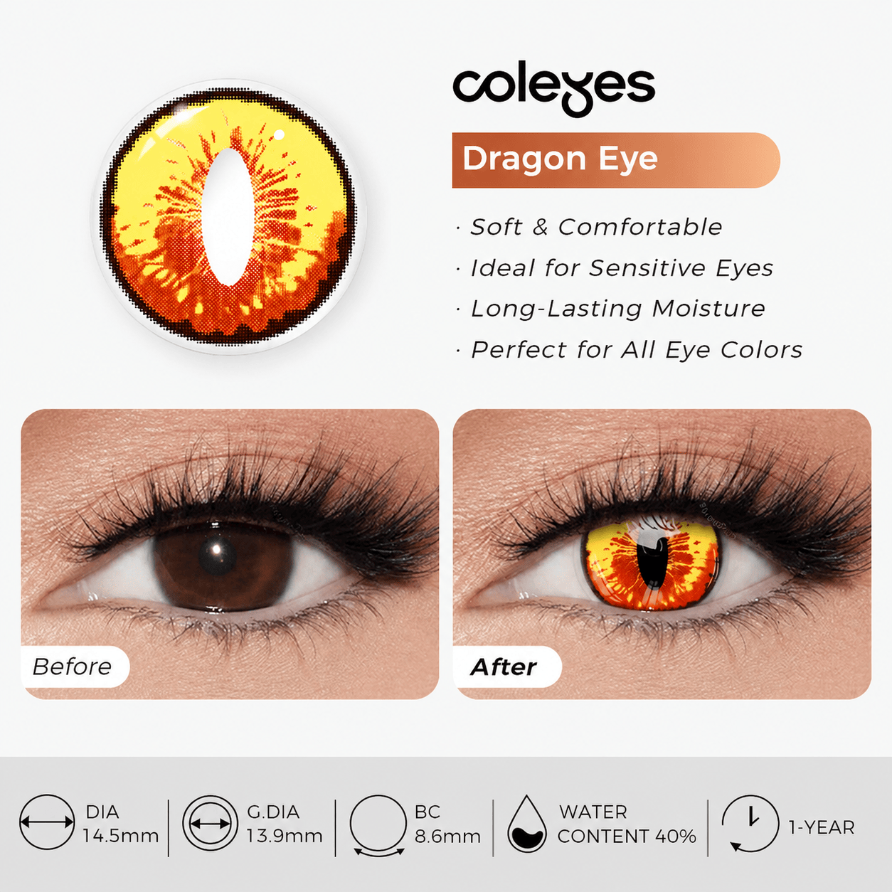Coleyes Dragon Eye Yearly Prescription Cosplay Colored Contacts - image 8