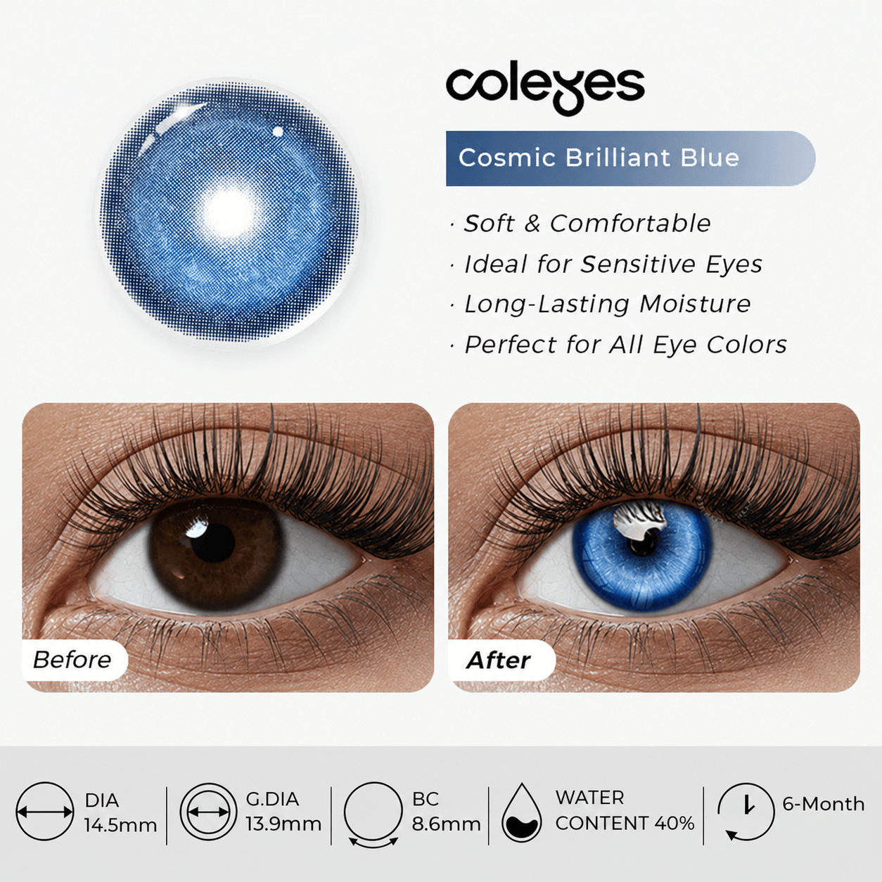 Coleyes Cosmic Brilliant Blue 1-Year Prescription Cosplay Colored Contacts - image 11