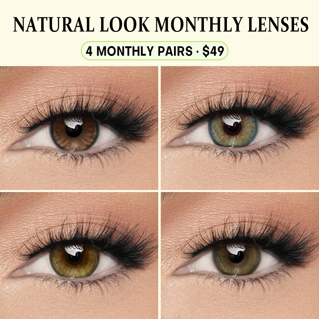 Coleyes Natural Lens Monthly Colored Contacts | 4-Color Set - NATURAL LENS BUNDLE 4 MONTHLY PAIRS ·$49 - TOP4A04_Plano/0 - 0.00 - image 1