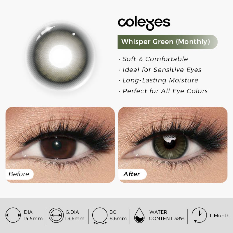 Coleyes Whisper Green Monthly Prescription Colored Contacts - image 11