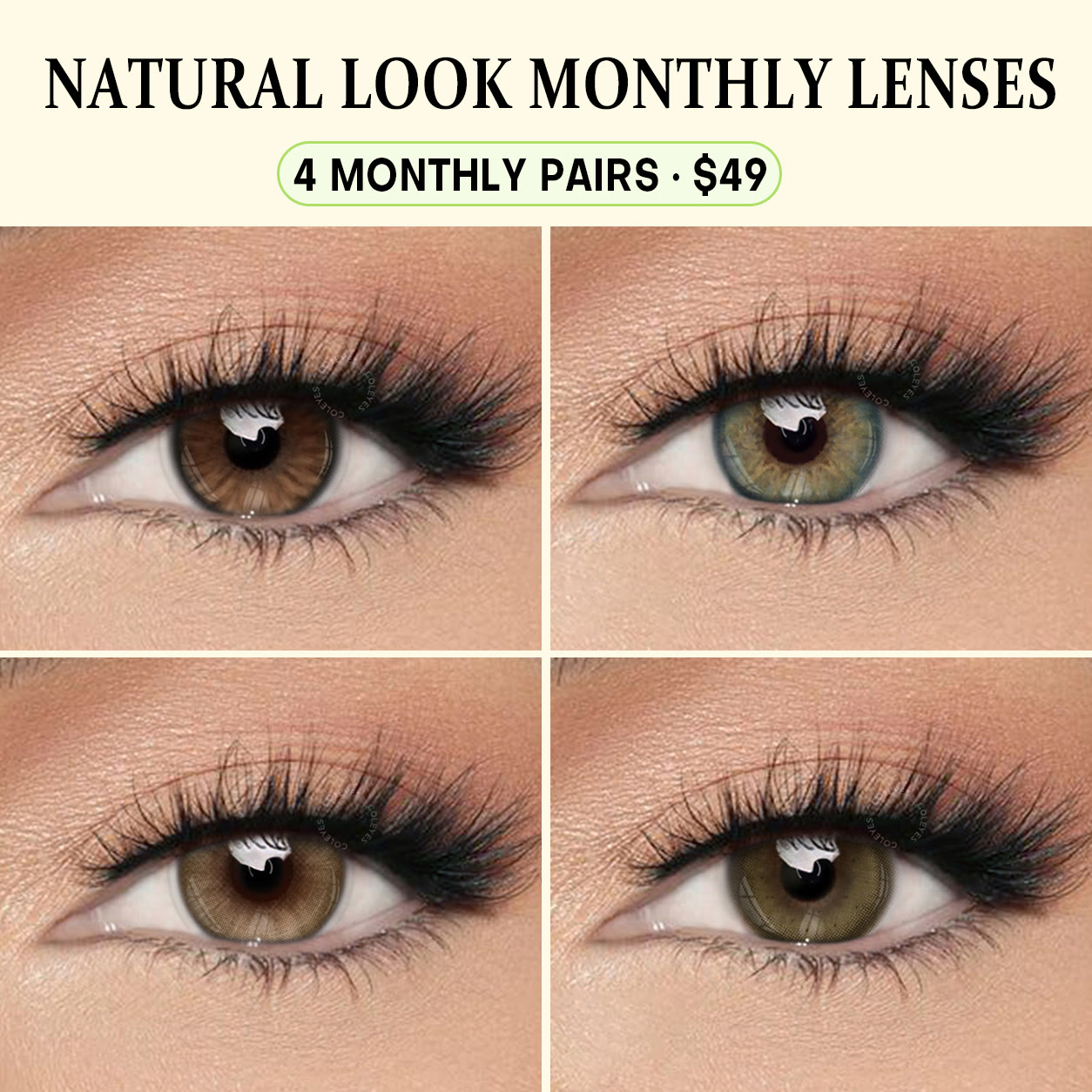 Coleyes Natural Lens Monthly Colored Contacts | 4-Color Set - NATURAL LENS BUNDLE 4 MONTHLY PAIRS ·$49 - A_TOP4A06_Plano/0 - 0.00 - image 1