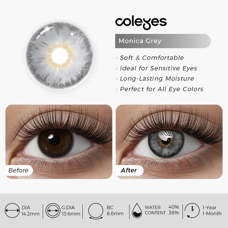 Coleyes Monica Grey Small Pupil Prescription Colored Contacts - image 11