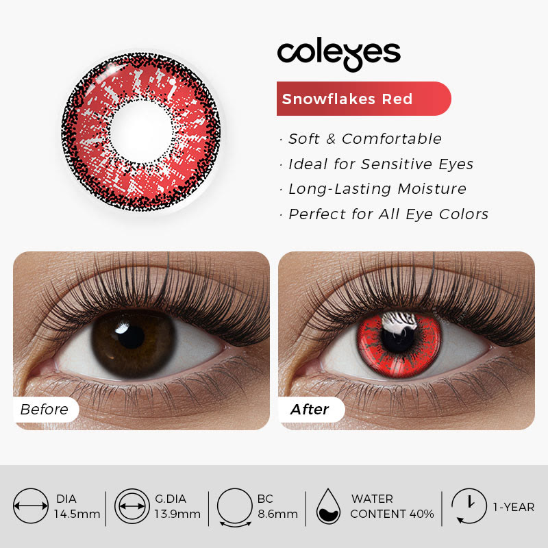 Coleyes Snowflakes Red Yearly Cosplay Prescription Colored Contacts - image 6