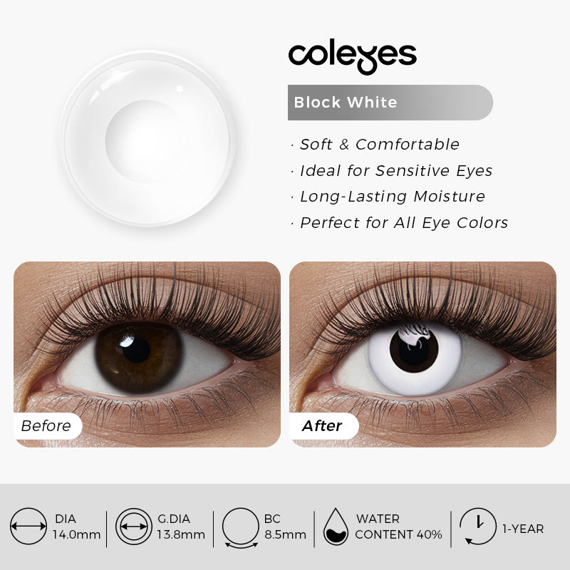 Coleyes Block White Yearly Cosplay Prescription Colored Contacts - image 6