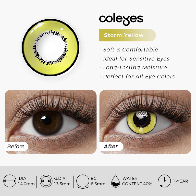Coleyes Storm Yellow Yearly Prescription Cosplay Colored Contacts - image 4