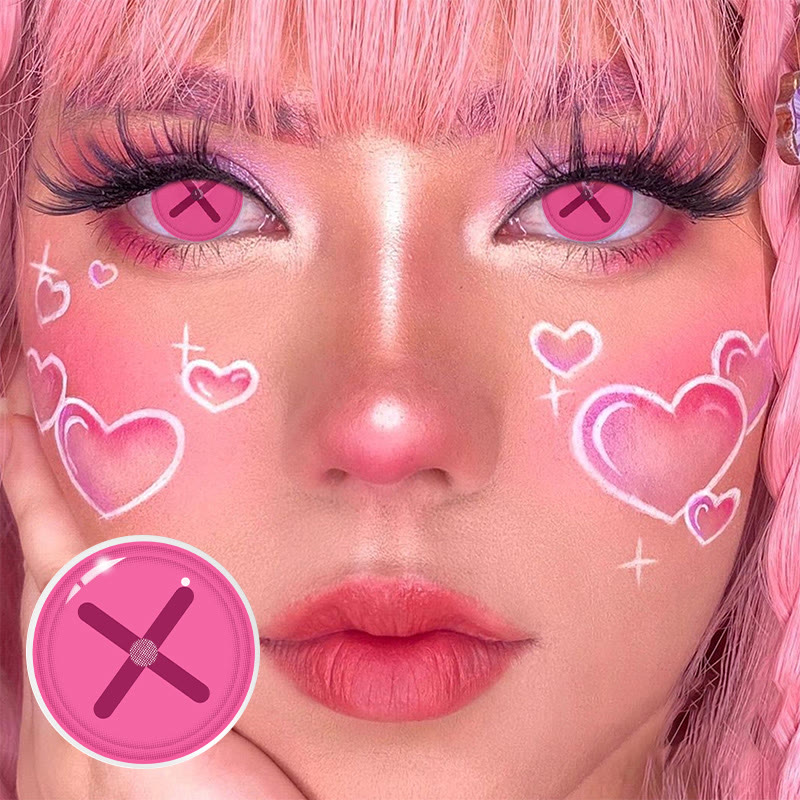Coleyes Button Eye Pink Yearly Cosplay Colored Contacts - image 3