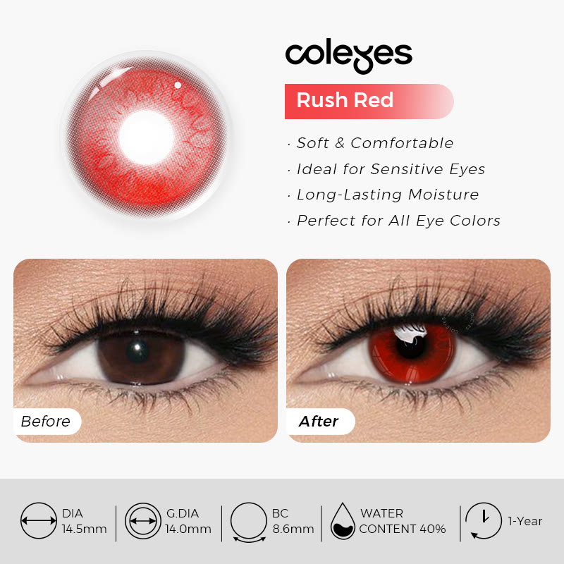 Coleyes Rush Red Yearly Cosplay Colored Contacts - image 9