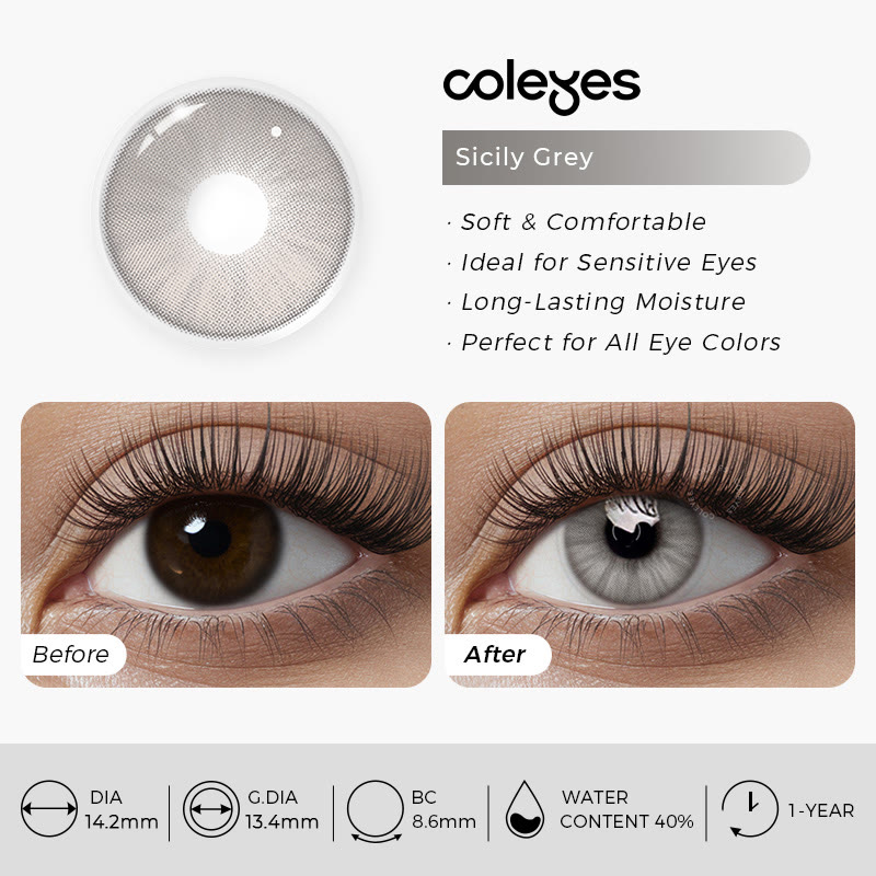 Coleyes Sicily Grey Yearly Prescription Colored Contacts - image 6