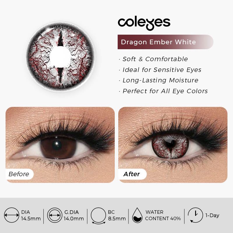 Coleyes Dragon Ember White 1-Day Cosplay Colored Contacts - image 5