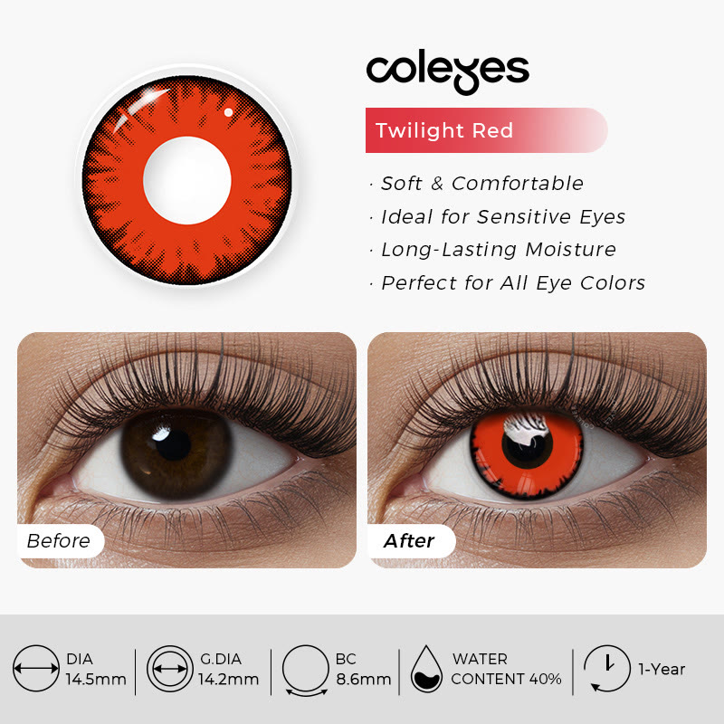 Coleyes Twilight Red Yearly Prescription Cosplay Colored Contacts - image 5