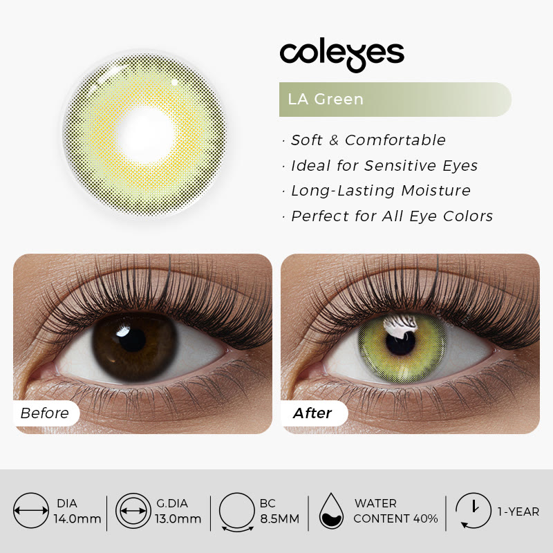 Coleyes LA Green Yearly Prescription Colored Contacts - image 8