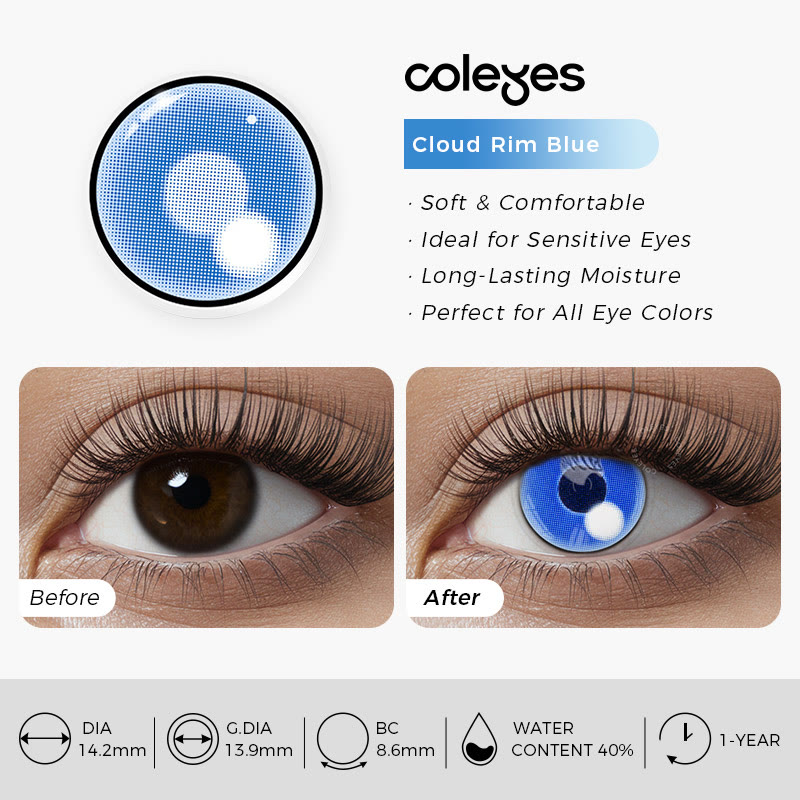 Coleyes Cloud Rim Blue Yearly Cosplay Colored Contacts - image 5