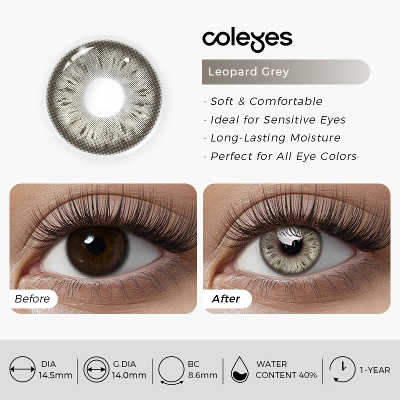 Coleyes Leopard Grey Yearly Prescription Colored Contacts - image 4
