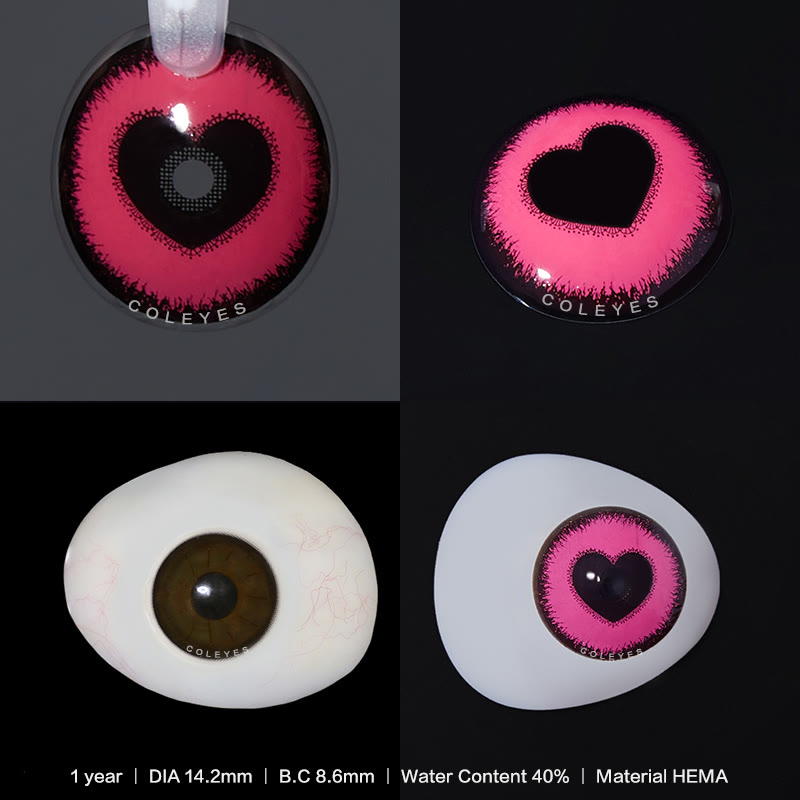 Coleyes Yandere Black Pink Prescription Yearly Cosplay Colored Contacts - image 7