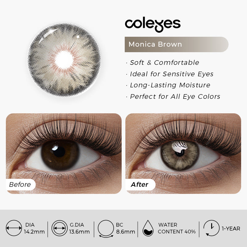 Coleyes Monica Brown Small Pupil Yearly Prescription Colored Contacts - image 10