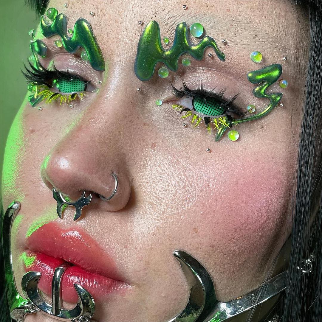 Coleyes Blind Manson Mesh Green Yearly Prescription Colored Contacts - image 3