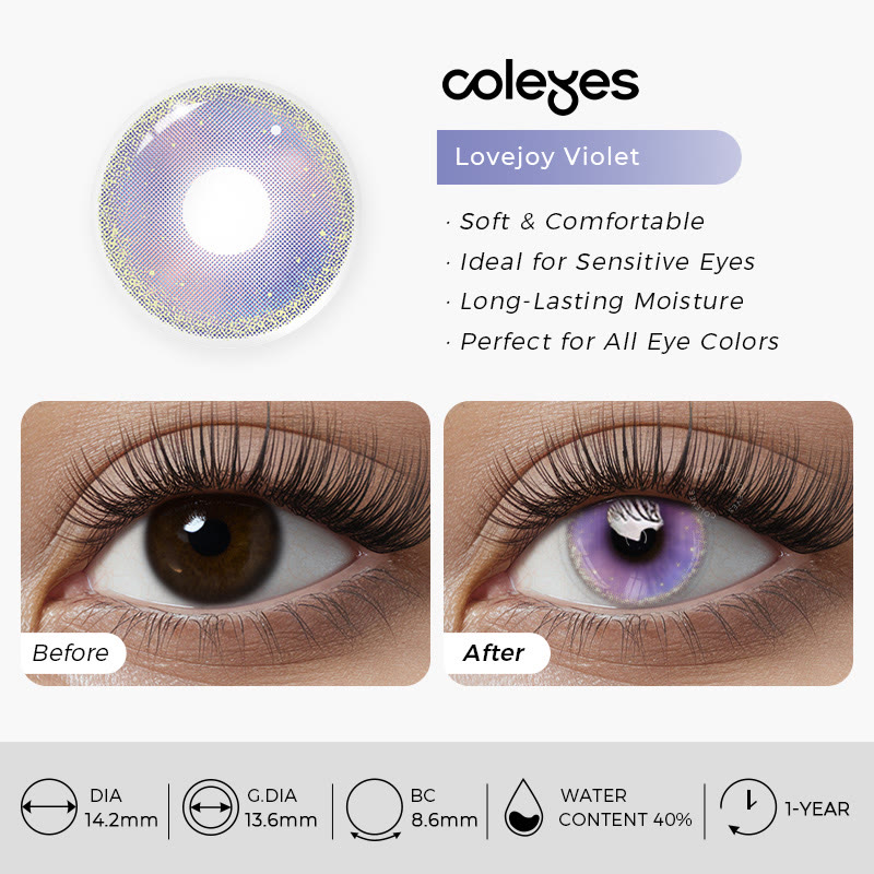 Coleyes Lovejoy Violet Yearly Prescription Colored Contacts - image 7
