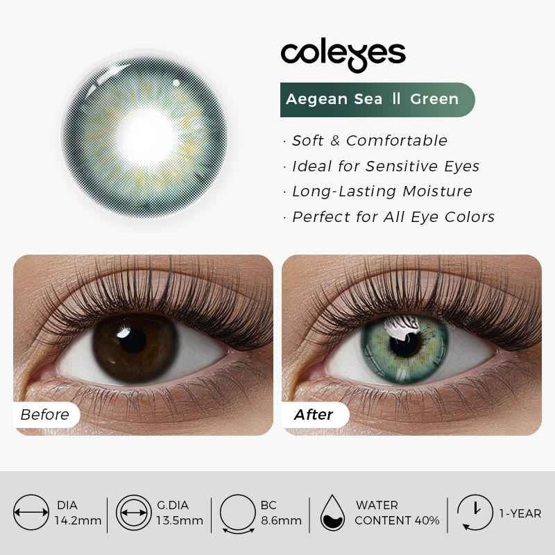 Coleyes Aegean Sea Ⅱ Green Yearly Prescription Colored Contacts - image 8