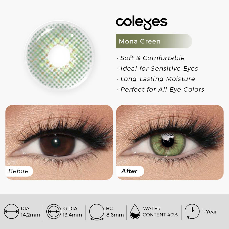 Coleyes Mona Green Yearly Prescription Colored Contacts - image 4