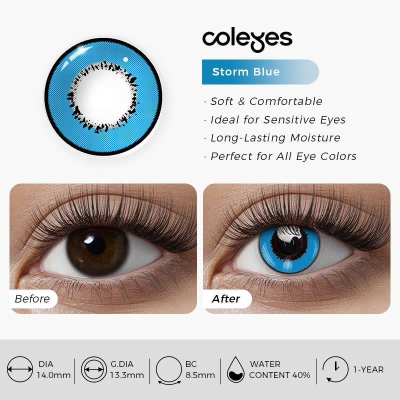 Coleyes Storm Blue Yearly Prescription Cosplay Colored Contacts - image 5