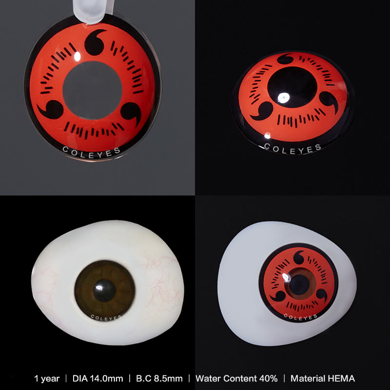 Coleyes 3 Tomoe Sharingan Red Yearly Prescription Cosplay Colored Contacts - image 5