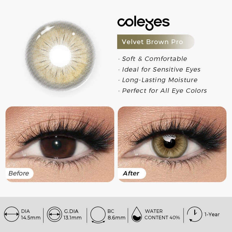 Coleyes Velvet Brown Pro Yearly Prescription Colored Contacts - image 11