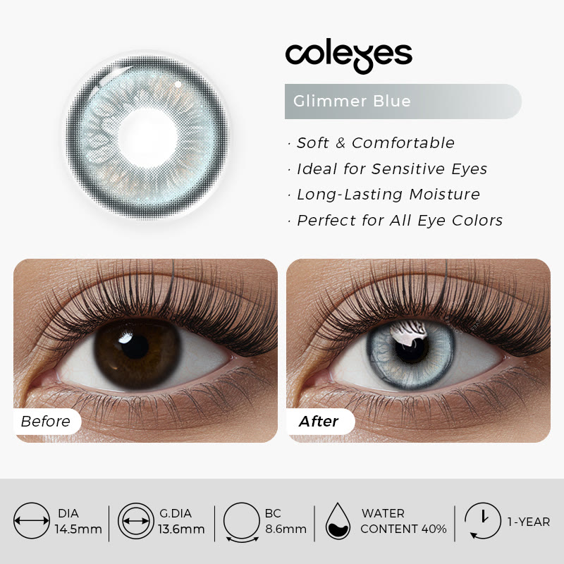 Coleyes Glimmer Blue Yearly Prescription Colored Contacts - image 5