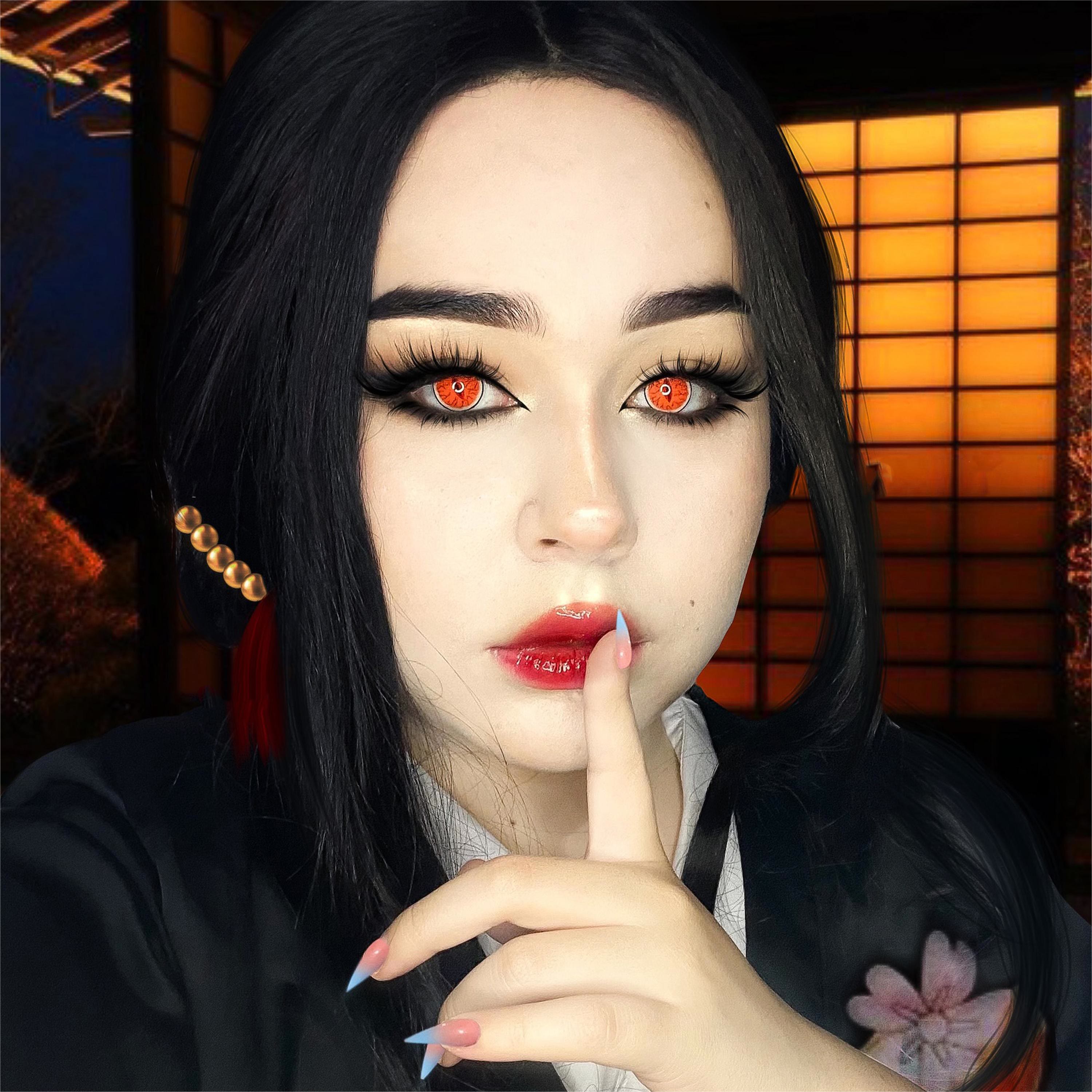 Coleyes Kibutsuji Muzan Red Yearly Cosplay Colored Contacts - image 6