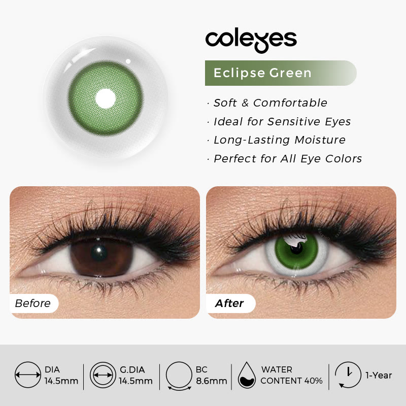 Coleyes Eclipse Green Yearly Cosplay Colored Contacts - image 4
