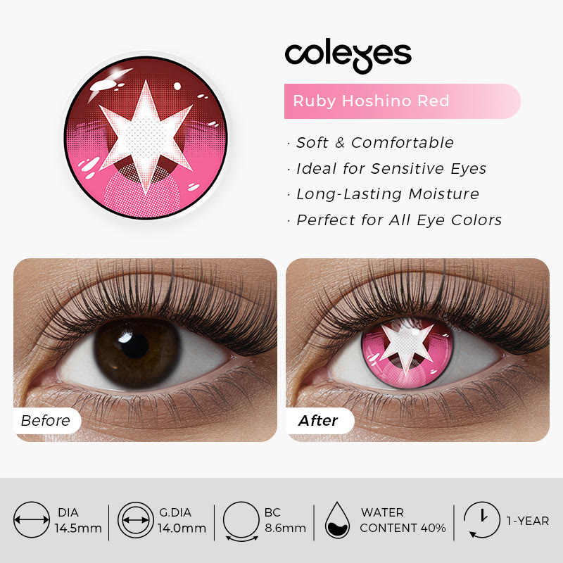 Coleyes Ruby Hoshino Red Yearly Cosplay Colored Contacts - image 6