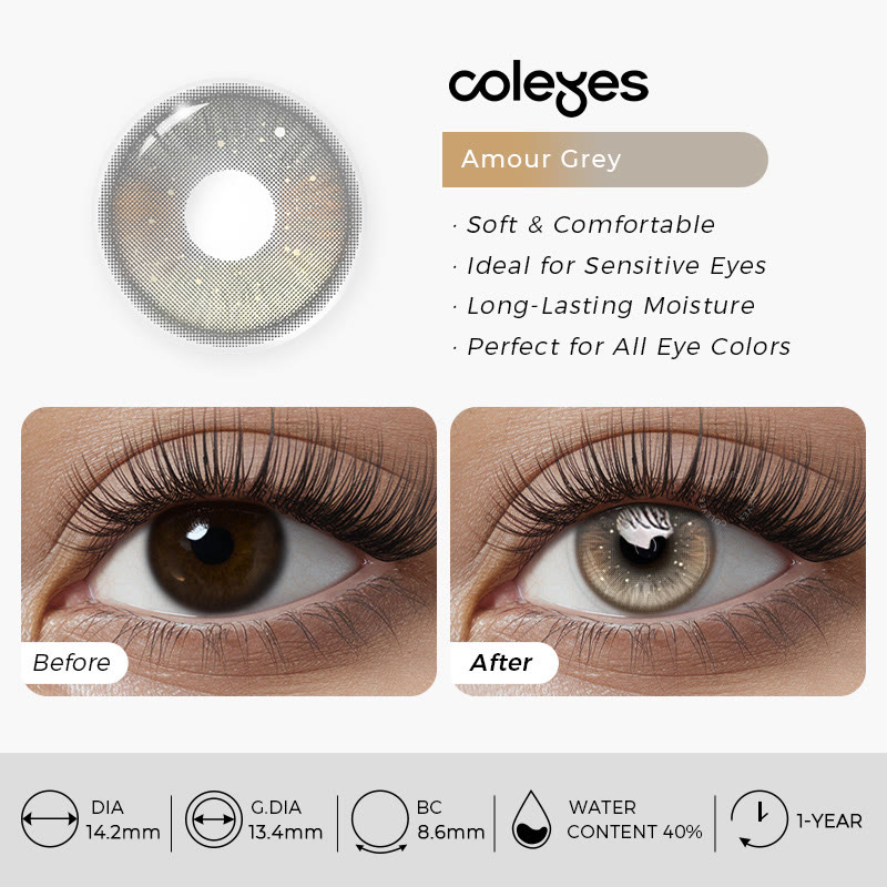 Coleyes Amour Grey Yearly Prescription Colored Contacts - image 4