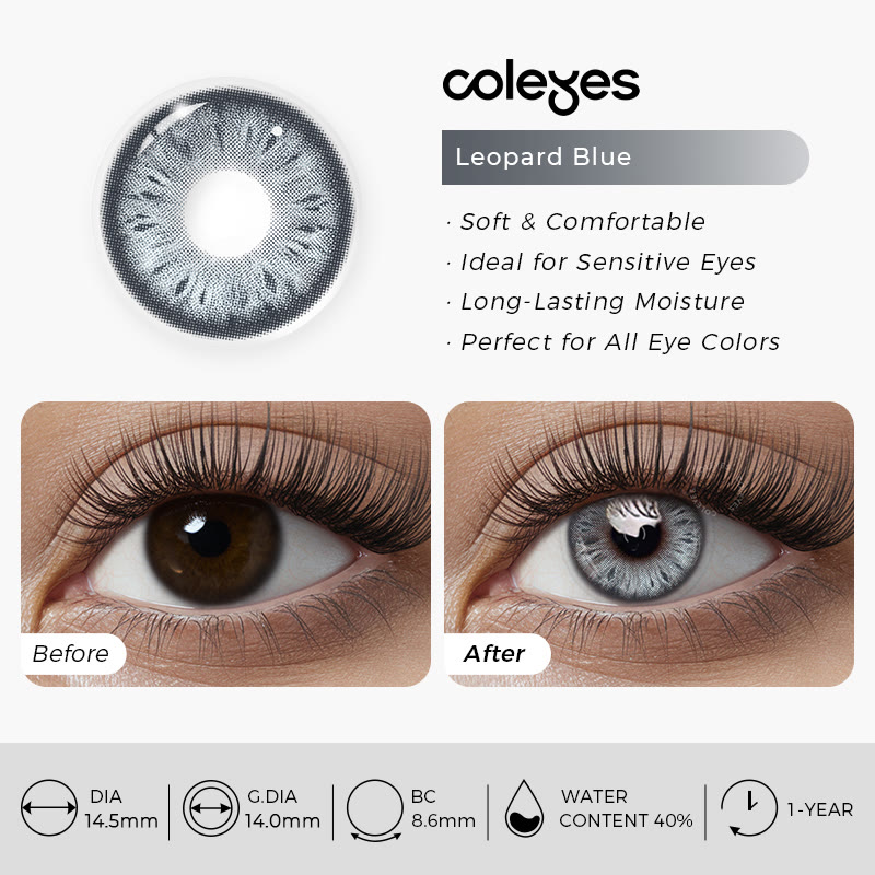 Coleyes Leopard Blue Yearly Prescription Colored Contacts - image 8
