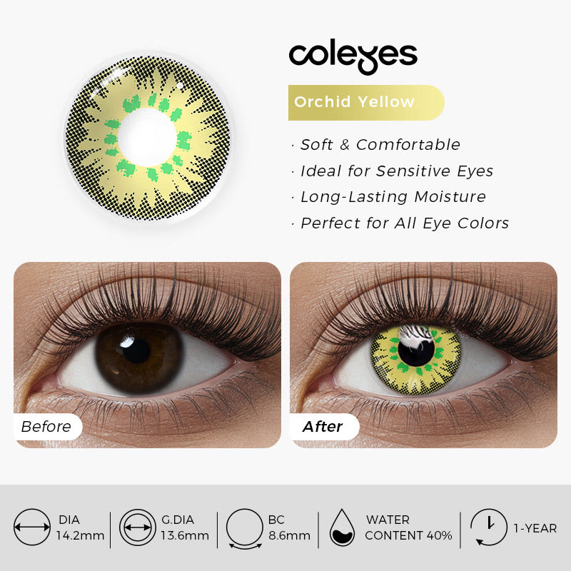 Coleyes Orchid Yellow Yearly Prescription Cosplay Colored Contacts - image 3