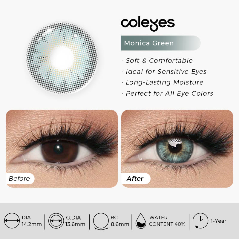 Coleyes Monica Green Large Pupil Yearly Colored Contacts - image 5