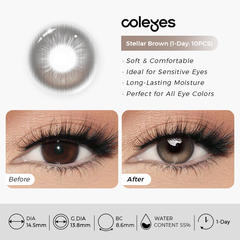 Coleyes Stellar Brown Axis Lock Colored Contacts | 1 Day-10pcs - image 11