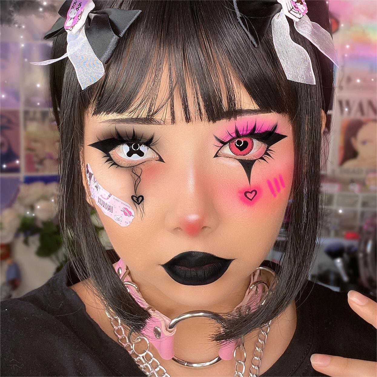 Coleyes Yandere Black Pink Prescription Yearly Cosplay Colored Contacts - image 4
