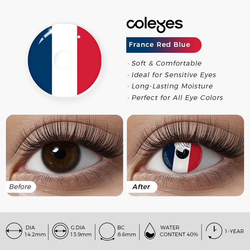 Coleyes France Red Blue Prescription Yearly Cosplay Colored Contacts - image 4