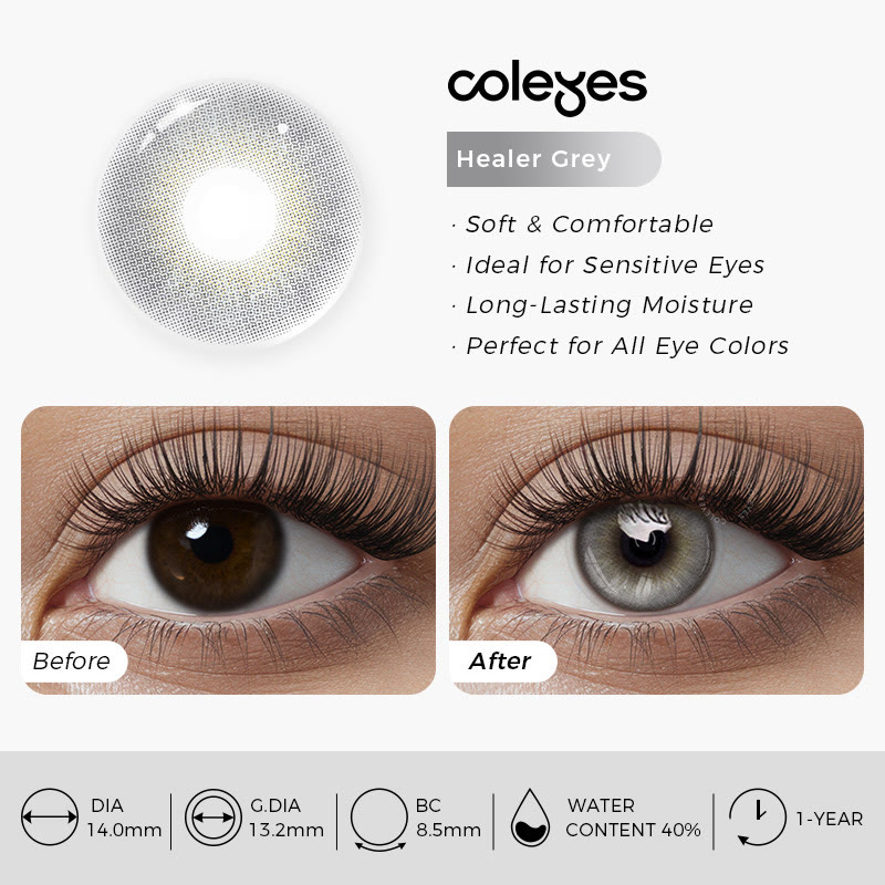 Coleyes Healer Grey Yearly Colored Contacts - image 5