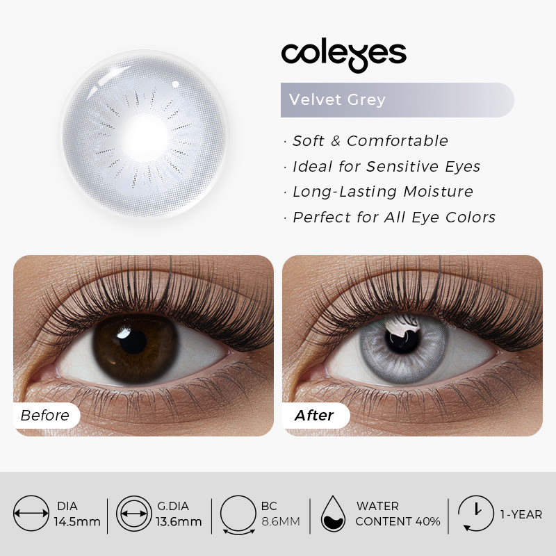 Coleyes Velvet Grey Yearly Prescription Colored Contacts - image 8