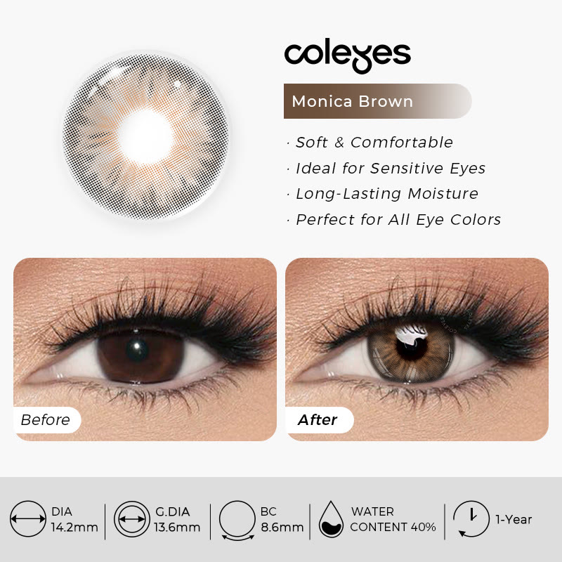 Coleyes Monica Brown Large Pupil Yearly Colored Contacts - image 4