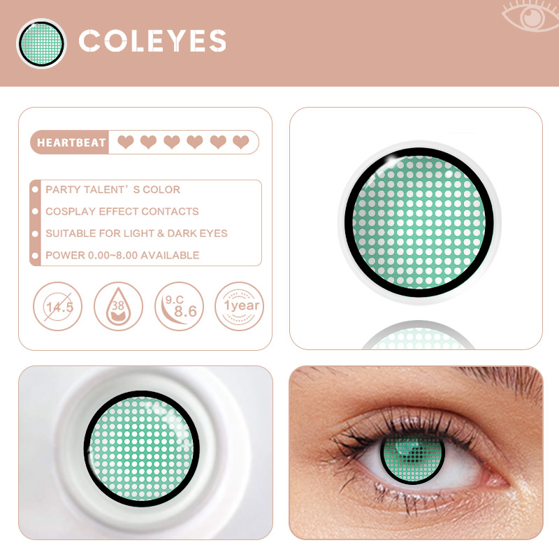 Coleyes Blind Manson Mesh Green Yearly Prescription Colored Contacts - image 8