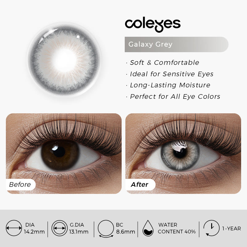 Coleyes Galaxy Grey Yearly Prescription Colored Contacts - image 7