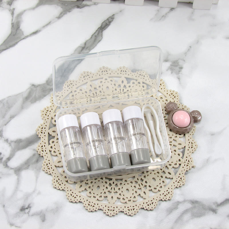Contact Lens Case Kit - Gray Cylindrical Case with Accessories - Contact Lens Case Kit - Holds 4 Pairs - CO-Gray-Case-Kit - image 3