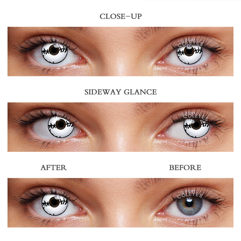 Coleyes Stitched Mummy White Yearly Prescription Cosplay Colored Contacts - image 3