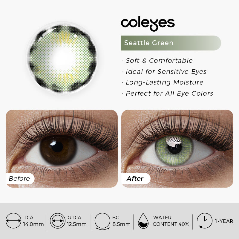 Coleyes Seattle Green Yearly Prescription Colored Contacts - image 8