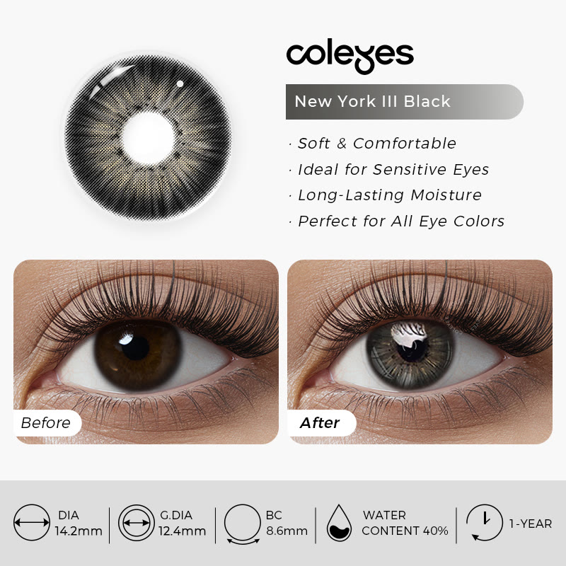 Coleyes New York III Black Yearly Prescription Colored Contacts - image 11