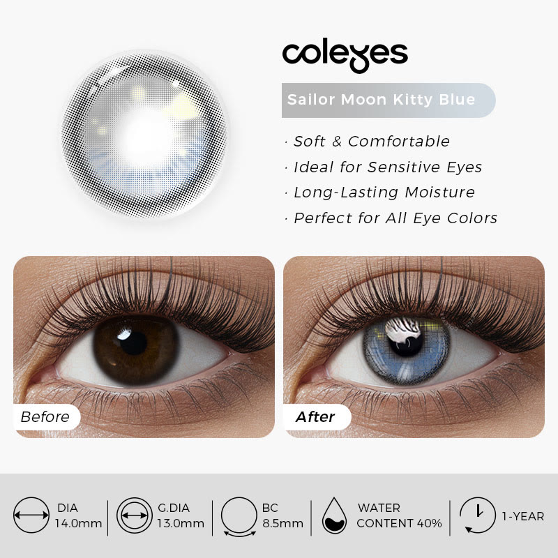 Coleyes Sailor Moon Kitty Grey Yearly Prescription Cosplay Colored Contacts - image 5