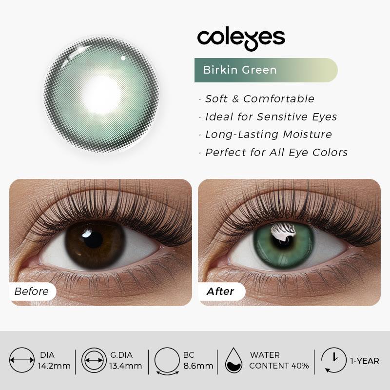 Coleyes Birkin Green Yearly Prescription Colored Contacts - image 4