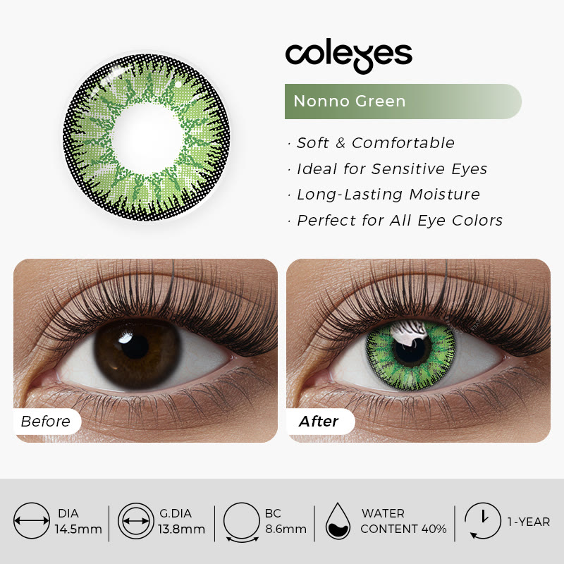 Coleyes Nonno Green Prescription Yearly Cosplay Colored Contacts - image 9