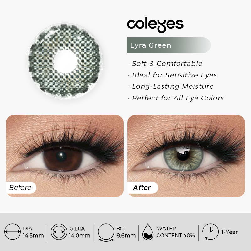 Coleyes Lyra Green Prescription Yearly Colored Contacts - image 4
